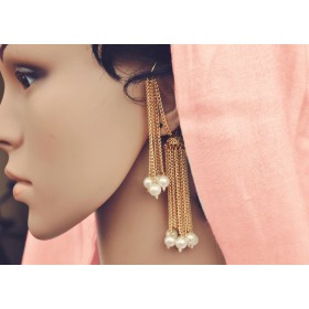 Pearl Gold Chain Ear Cuff Earrings